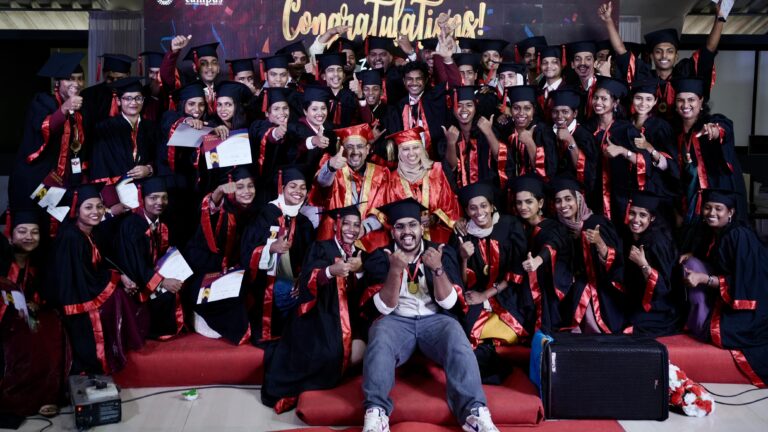 Proud Career Campus graduates holding certificates