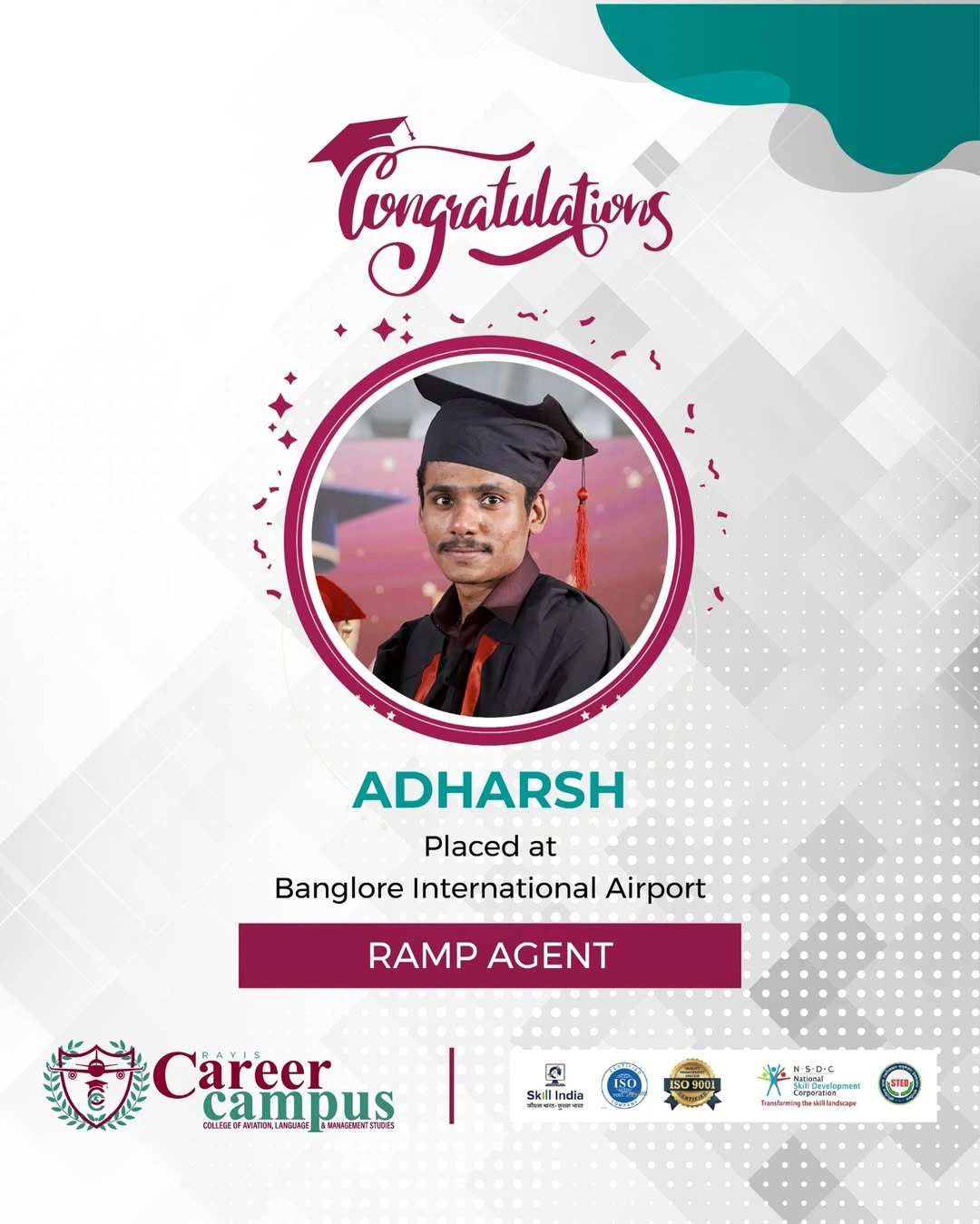 Proud Students Celebrating Career Campus Placement at the Best aviation academy in Kerala