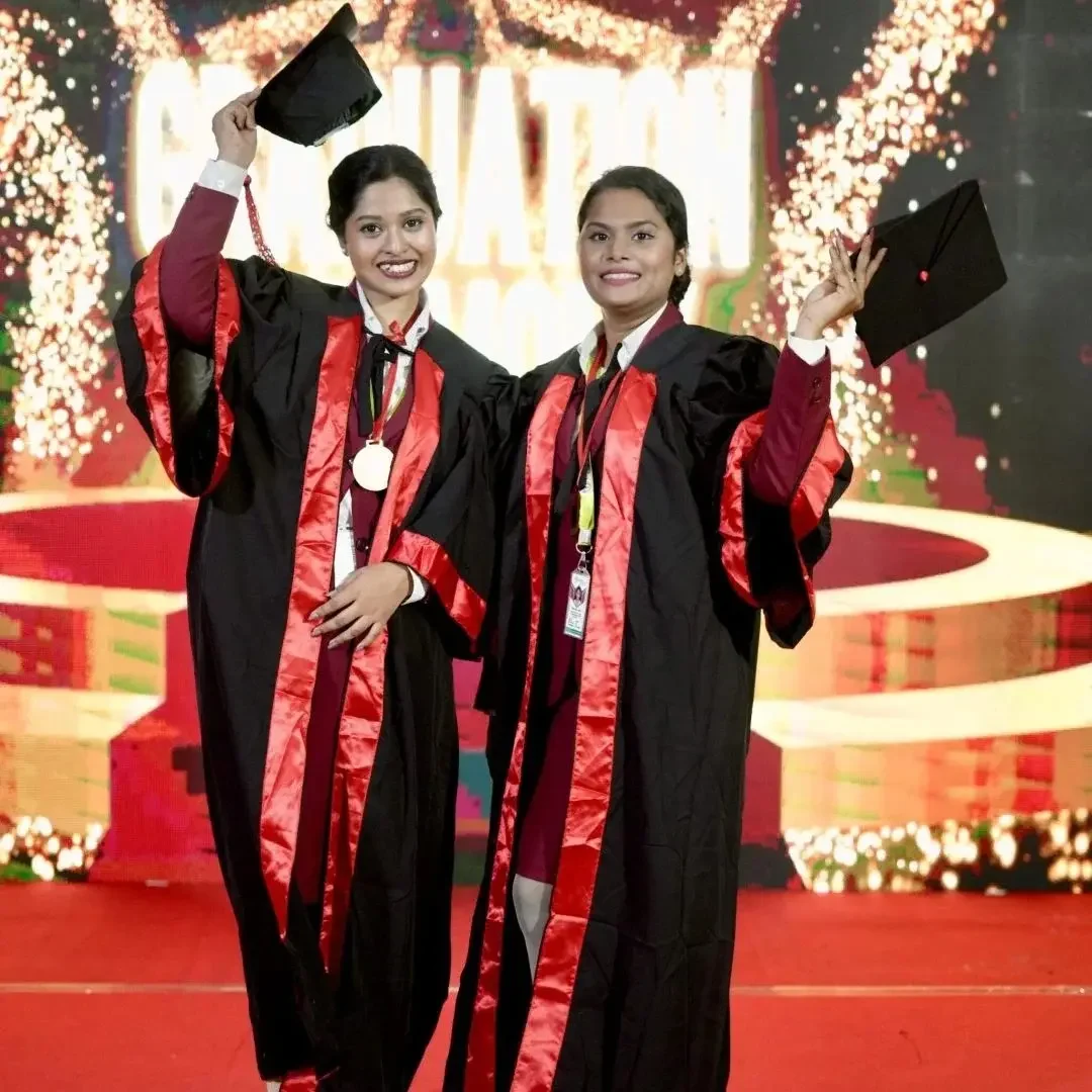 students celebrating at their graduation from Aviation and Management Institute in Kochi